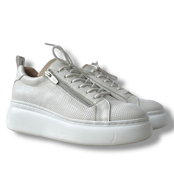 Wonders White Off White Platform Sneakers with Side Zipper - Picture 1 of 16
